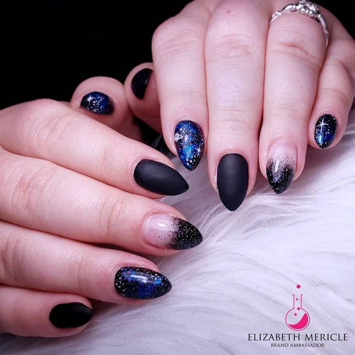 Dark Winter Nails - Space Nails