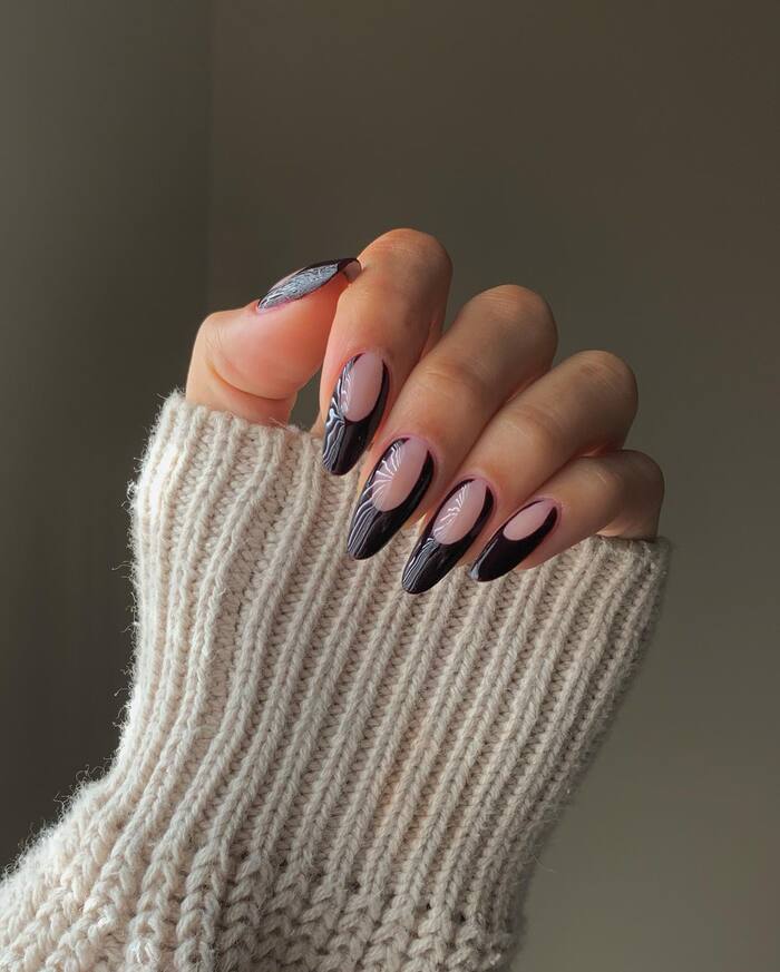 Dark Winter Nails - Negative Space Nail Design