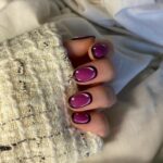 Dark Winter Nails - Dark Purple Pop Art Nails