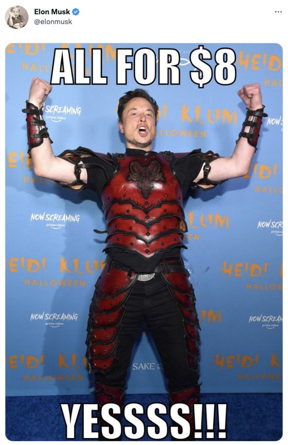 Elon Musk Tweets - halloween costume $8