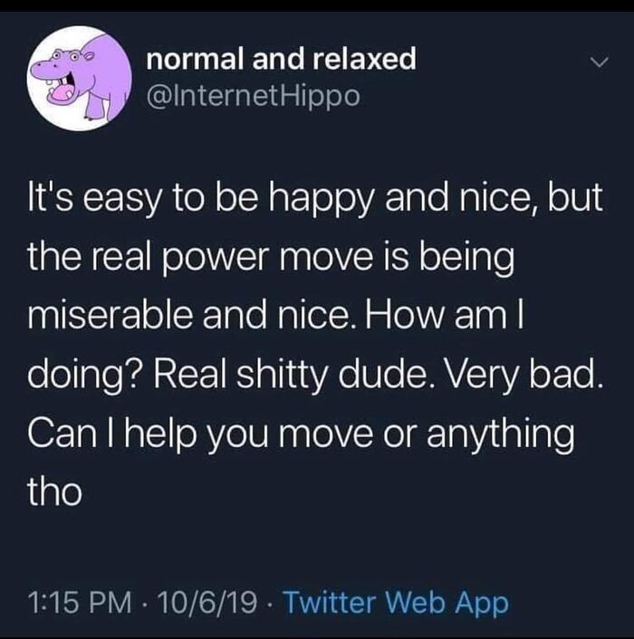 Positive Memes - miserable and nice