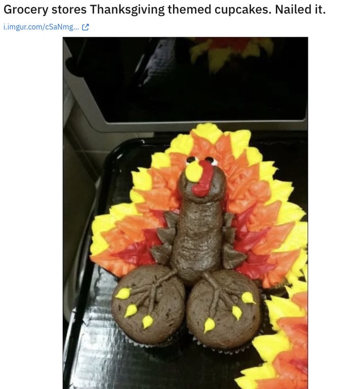 Thanksgiving Fails - dirty turkey cupcakes