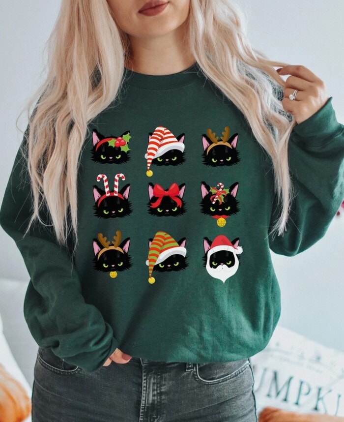 Ugly Christmas Sweaters 2022 - Cat Christmas Sweater