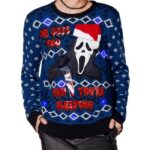 Ugly Christmas Sweaters 2022 - Light-Up He Sees You Ghost Face Ugly Christmas Sweater