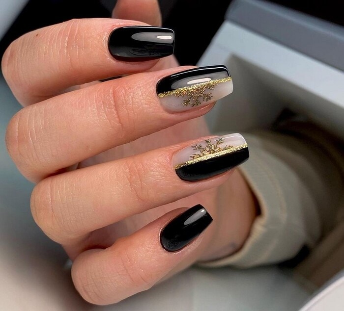 Winter Nail Designs - Black and Gold