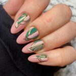 Art Deco Nails - Pink, Green, and Gold Art Deco Nail Design