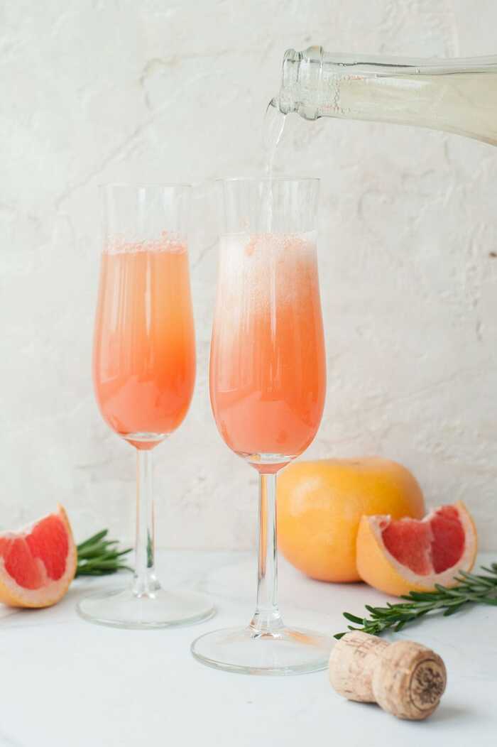 Champagne Cocktails - Grapefruit Mimosa with Rosemary