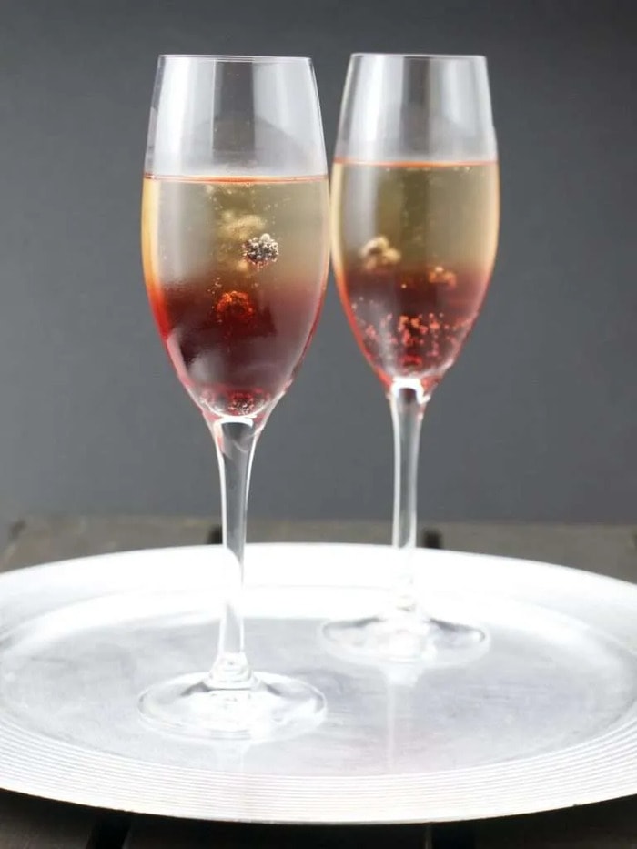 Champagne Cocktails - Skinny Kir Royal with Blackberries