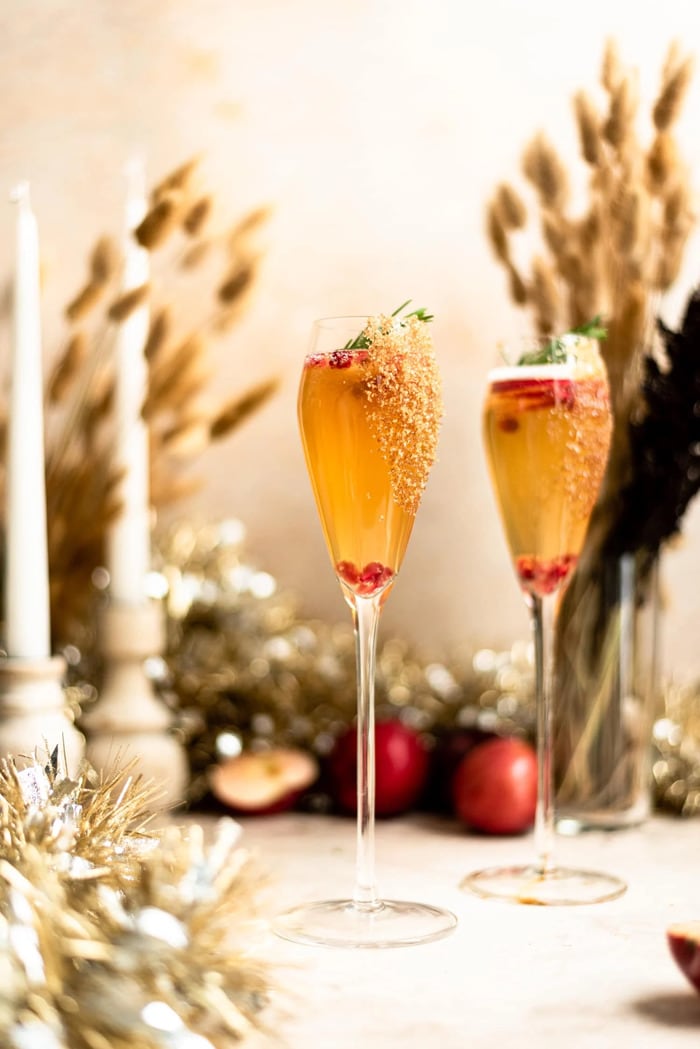 Champagne Cocktails - Bourbon Spiked Apple Cider Mimosa