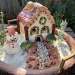Charcuterie Chalets - charcuterie gingerbread house with snowman