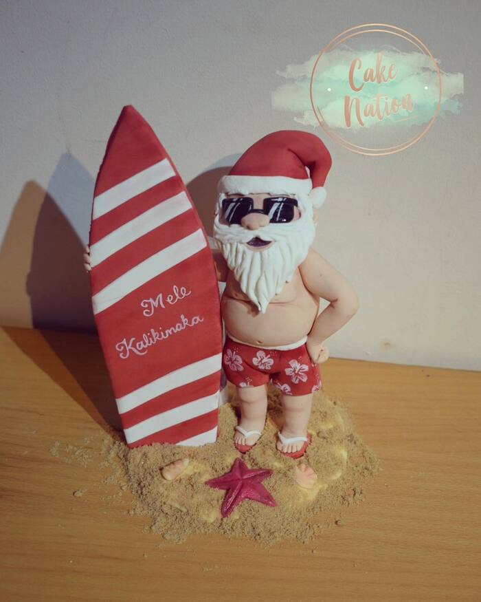 Christmas Cakes - Surfing Santa Cake