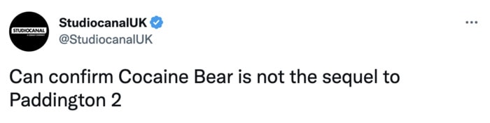 Cocaine Bear Memes Tweets - not paddington sequel