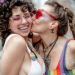 Difference between bisexual and pansexual - couple kissing at pride