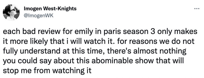 Emily In Paris Season 3 Tweets Memes - bad reviews