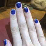 Hanukkah Nail Designs - Glittery Blue Nails With Blue And White Striped Tips