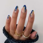 Hanukkah Nail Designs - Blue Swirls With Gold Stars