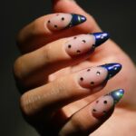 Hanukkah Nail Designs - Blue French Tips With Rhinestones on Almond Nails