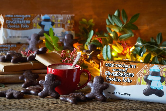 New at Trader Joes December 2022 - Dark Chocolate Covered Gingerbread Cookie Folk