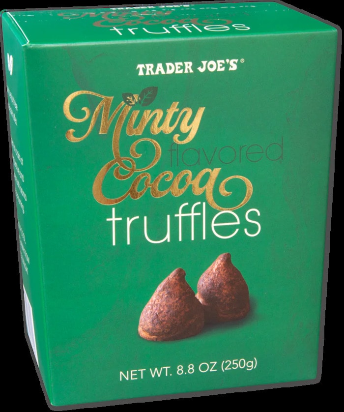 New at Trader Joes December 2022 - Minty Flavored Cocoa Truffles
