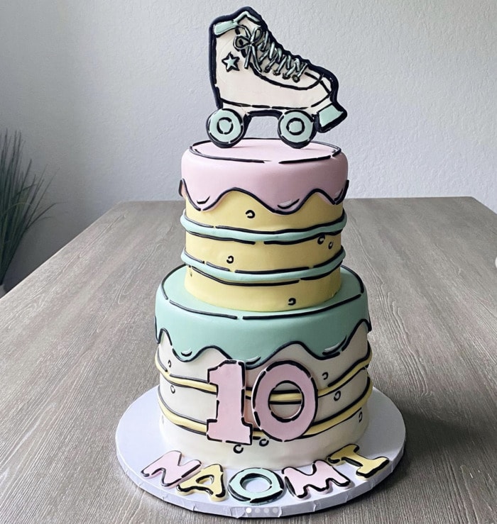 Cartoon Cakes - roller skating birthday cake