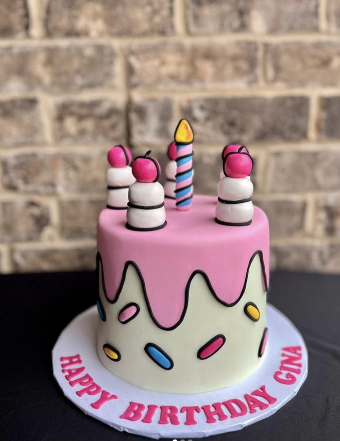 Cartoon Cakes - pink sprinkle cake