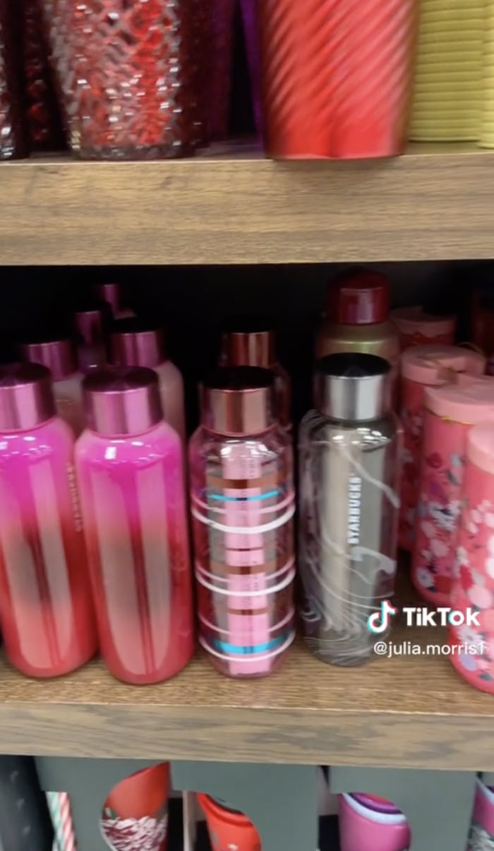 Starbucks Valentine Cups 2023 - Taffy Pink Glass Water Bottle