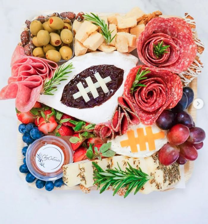 Super Bowl Charcuterie - brie football