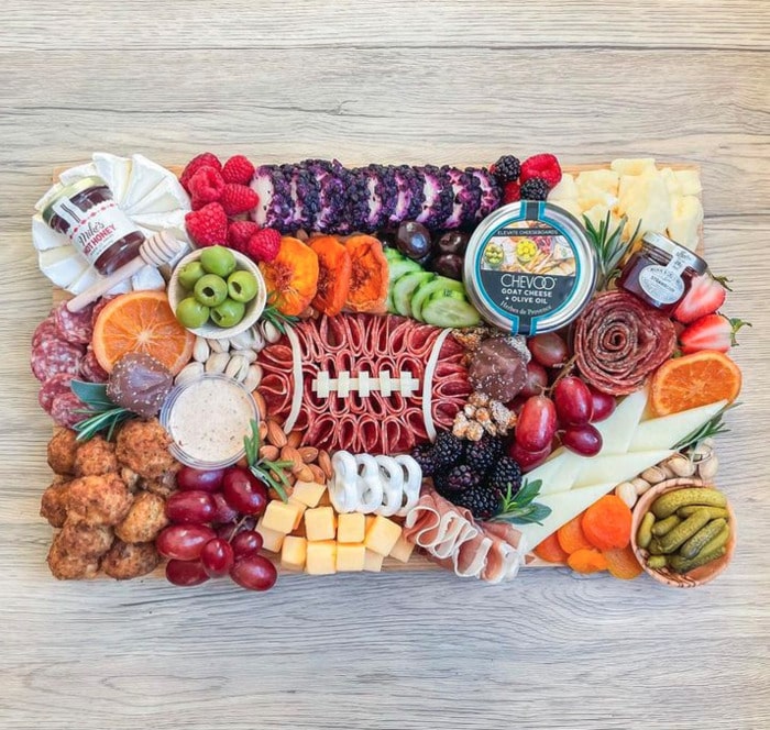 Super Bowl Charcuterie - meat football centerpiece