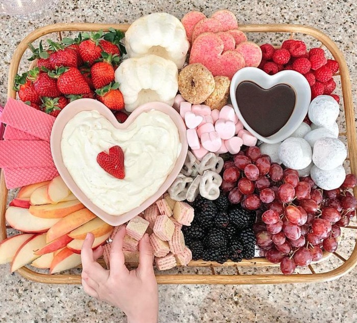 Valentine Dessert Boards - fruits and whipped cream