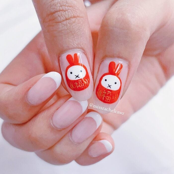Chinese New Year Nails - Year of the Rabbit Nails