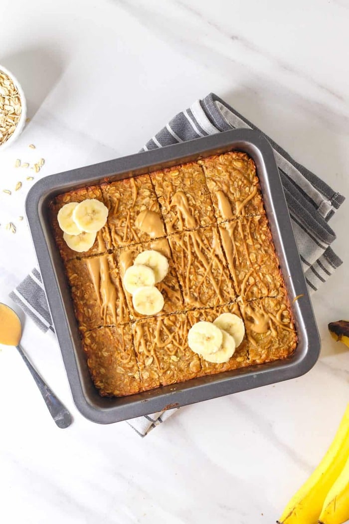 Easy Breakfast Ideas - Banana Peanut Butter Oatmeal Bars