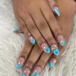 Heart Nail Designs - Blue Heart Clouds