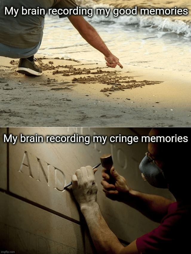 Hilarious Memes - happy vs cringe memories