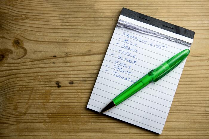 How to Stop Spending Money - grocery list