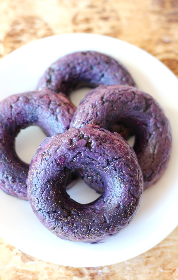 Lunar New Year Desserts - Ginger-Glazed Purple Sweet Potato Doughnuts