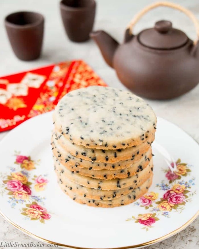 Lunar New Year Desserts - Black Sesame Shortbread Cookies