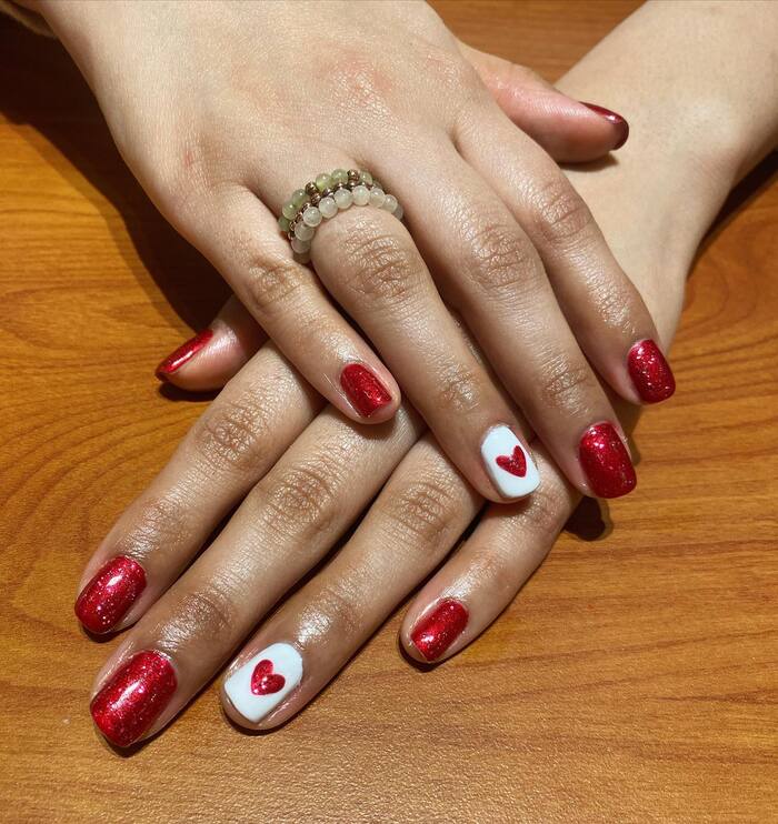 Red Valentine’s Day Nails - A Little Bitta Heart