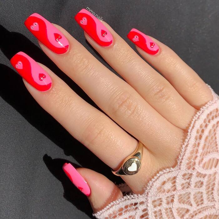 Red Valentine’s Day Nails - Peace and Love