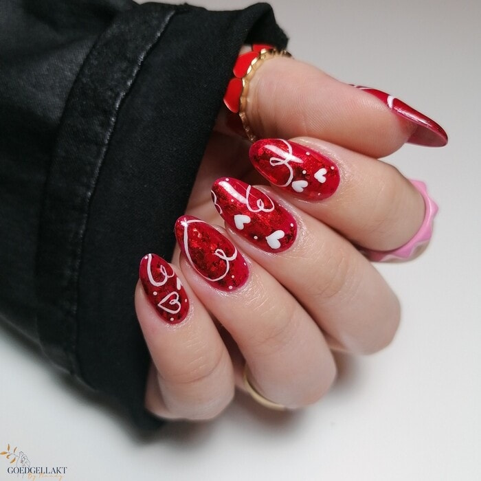Red Valentine’s Day Nails - Red Hot Hearts