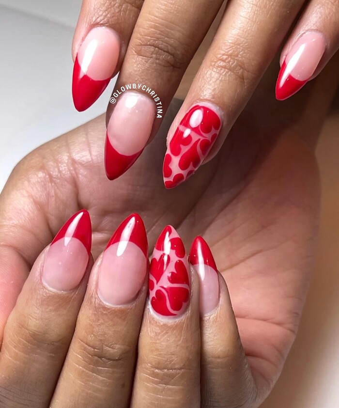 Red Valentine’s Day Nails - Sweet Swirls