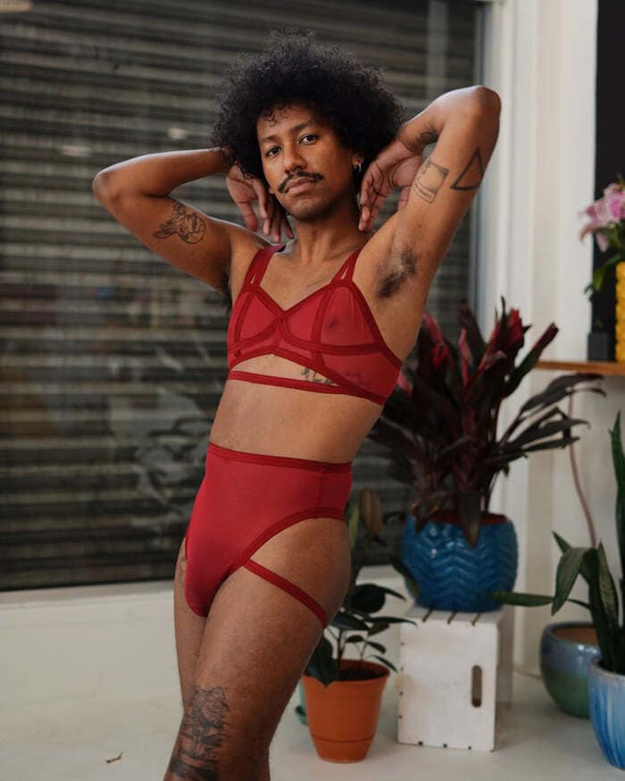 Sexy Valentine’s Day Lingerie - Red Mesh Thong by Cantiq Los Angeles