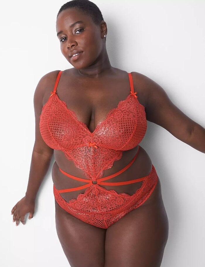 Sexy Valentine’s Day Lingerie - Red Lace Bodysuit by Cacique