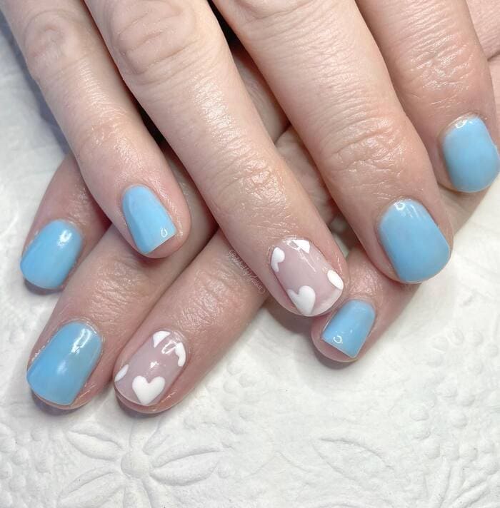 Simple Valentine Nail Designs - Feeling Blue