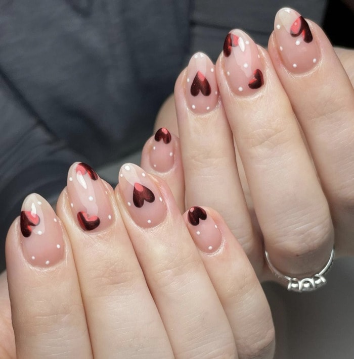 Valentine Nails 2023 - chrome hearts