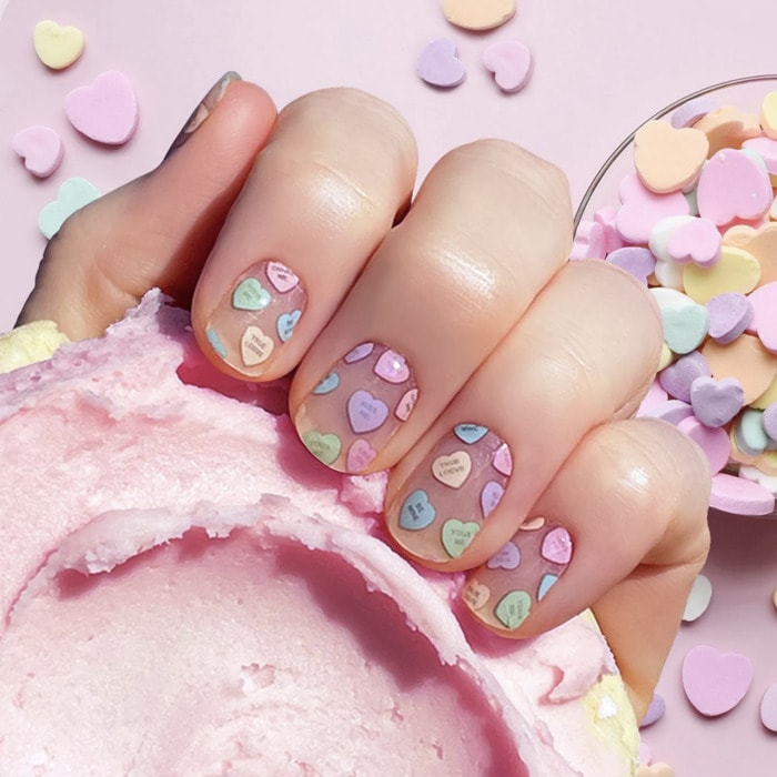 Valentine Nails 2023 - conversation heart nail wraps