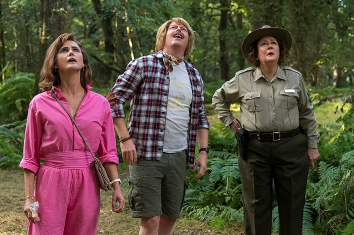 Cocaine Bear Facts - movie still of actors in woods