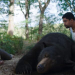 Cocaine Bear Facts - movie still of actors with bear