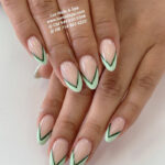 March Nail Design Ideas - Green French Manicure