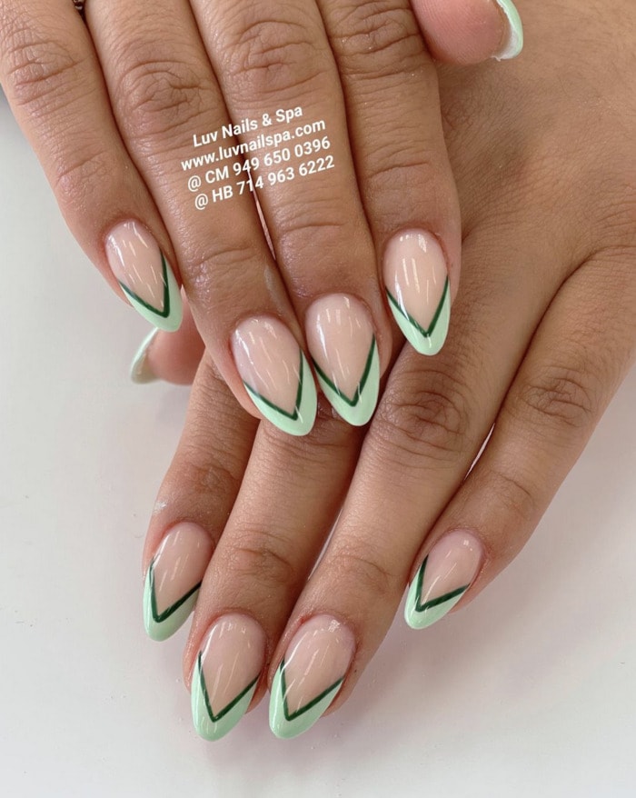 March Nail Design Ideas - Green French Manicure