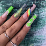 St Patricks Day Nail Designs - long rainbow
